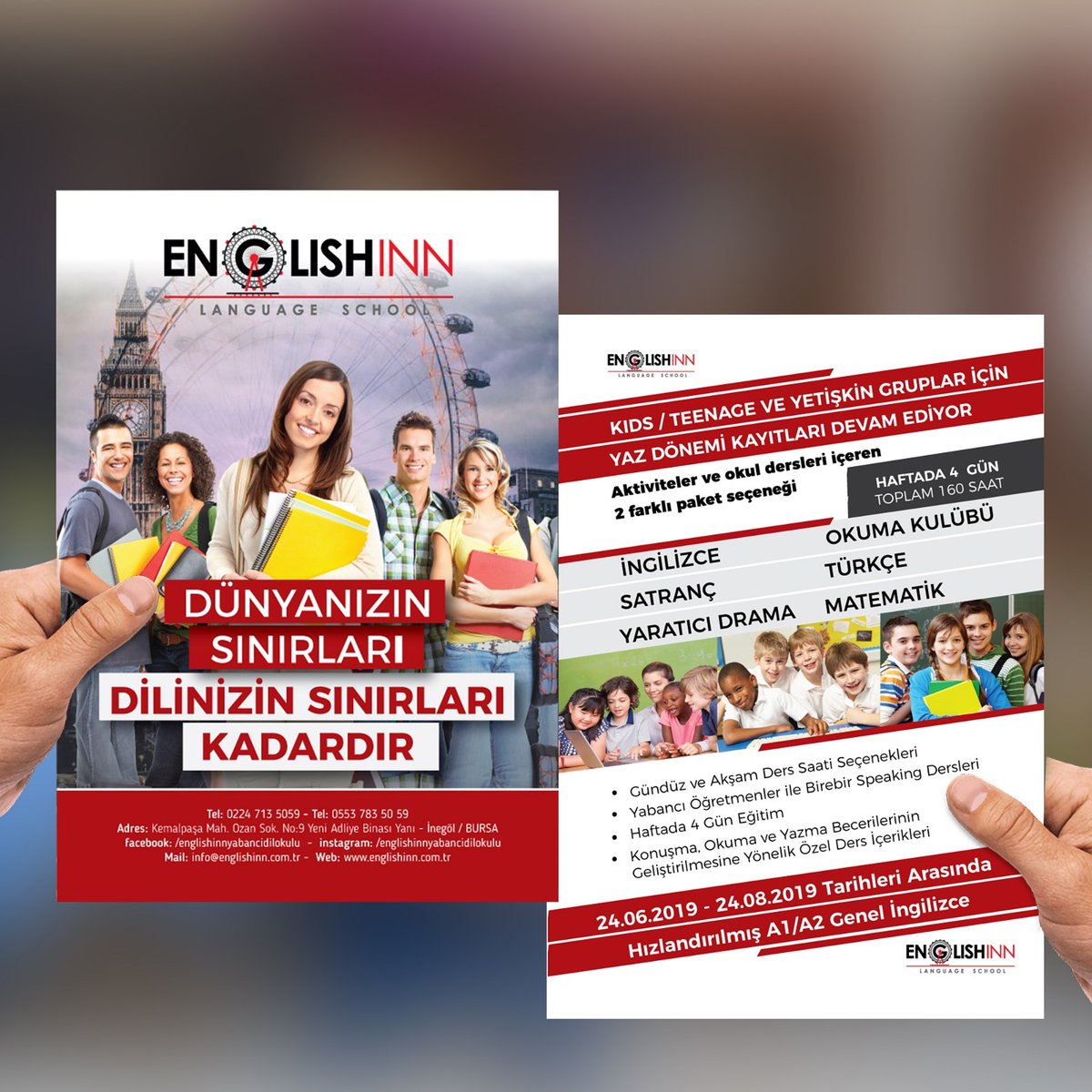 izmir eğitim kurumu kurs  okul broşür el ilanı yaptır a5 a6 a4 broşür tasarım